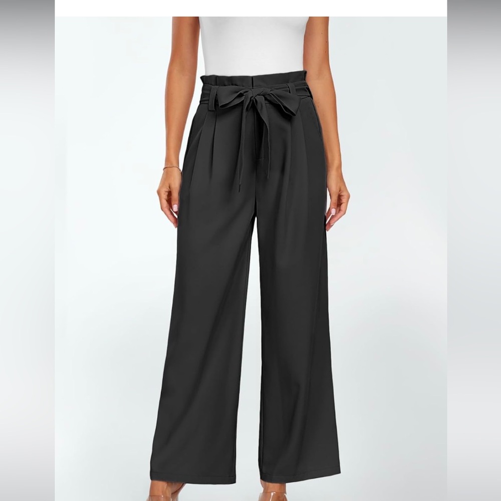 Forever 21 High Waist Paper Bag Wide Leg pants in Black